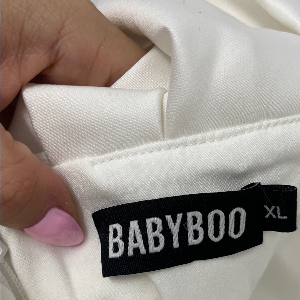 Chic White Ruffled Mini Dress - Picture 2 of 3